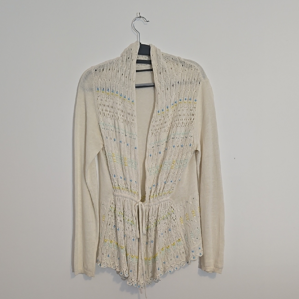 Anthropolgie Cream Open-Front Sweater
